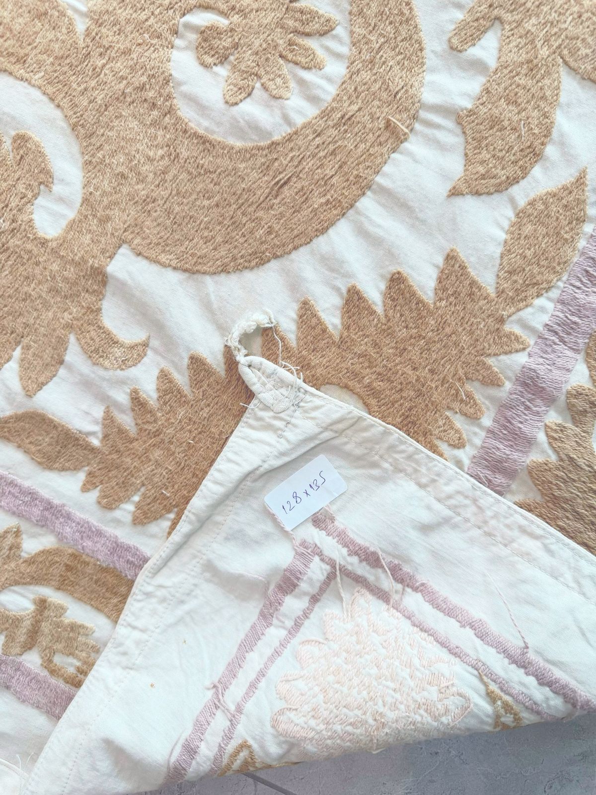 photo for sale Tribal Central Asian Suzani Tablecloth 128 X 135 Cm