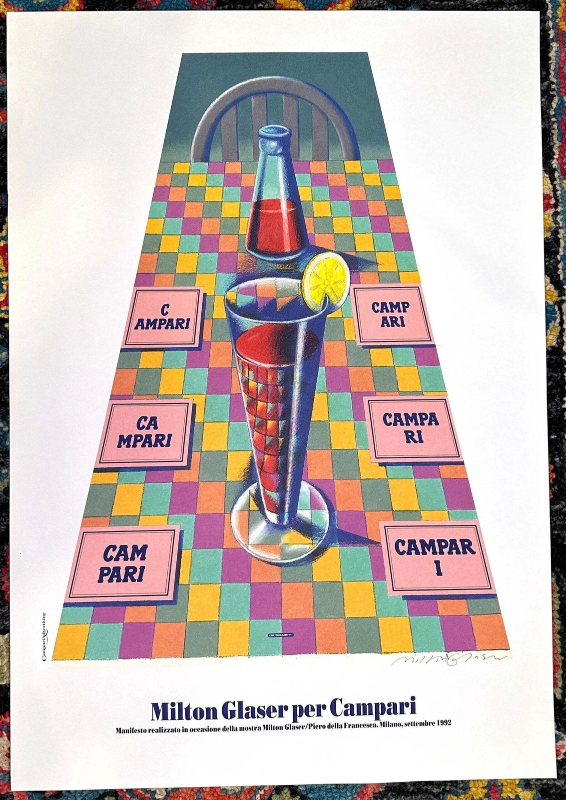 Milton Glaser Signed Campari 1992 Original Serigraph Arches Paper Poster photo buy