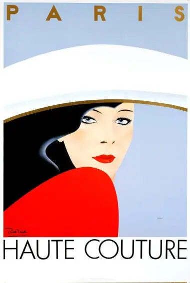 Sérigraphie originale signée à la main Razzia Paris Haute Couture, affiche de mode