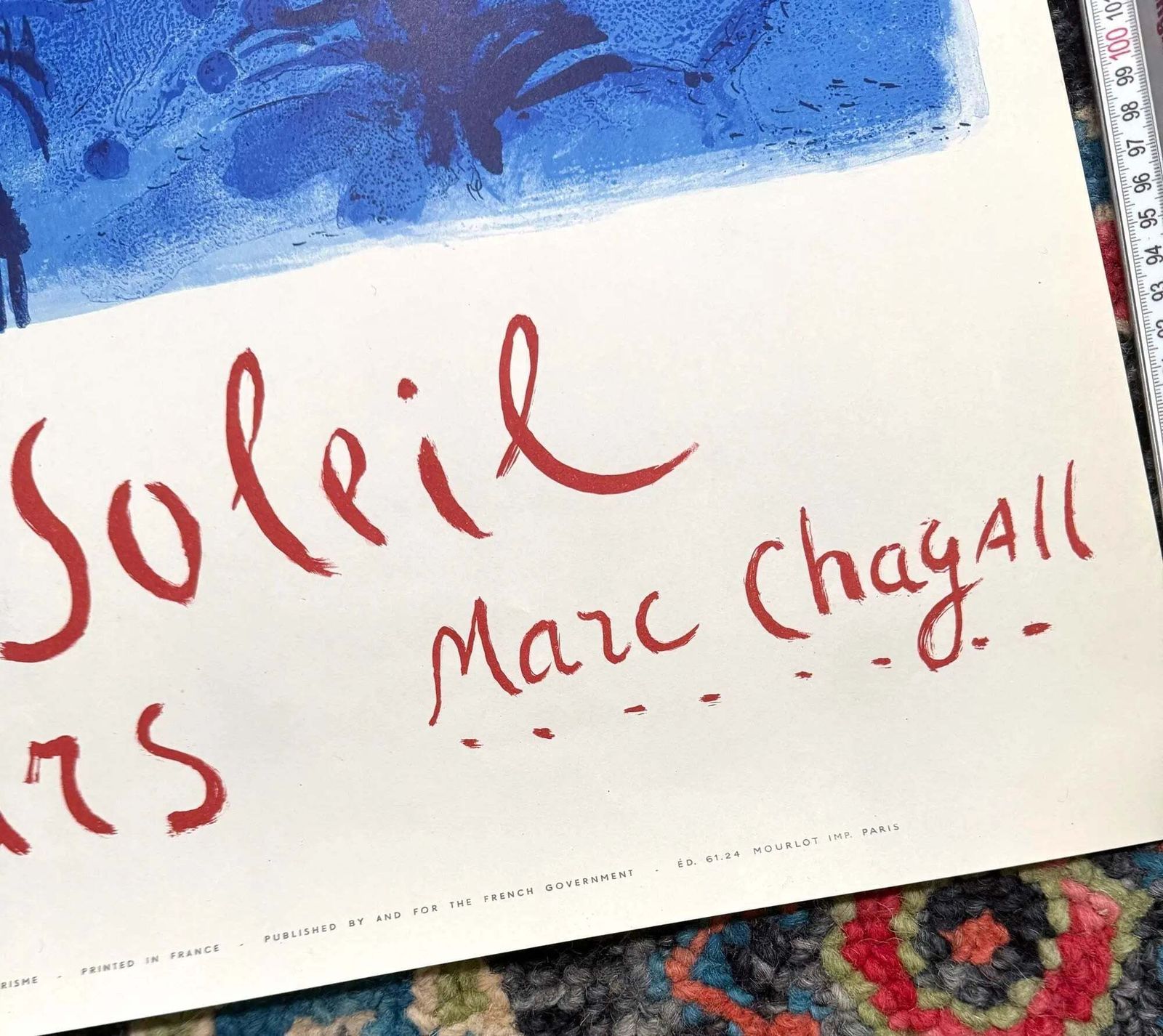 Affiche lithographique sur pierre Marc Chagall Baie des Anges, 1962 photo 7781.0