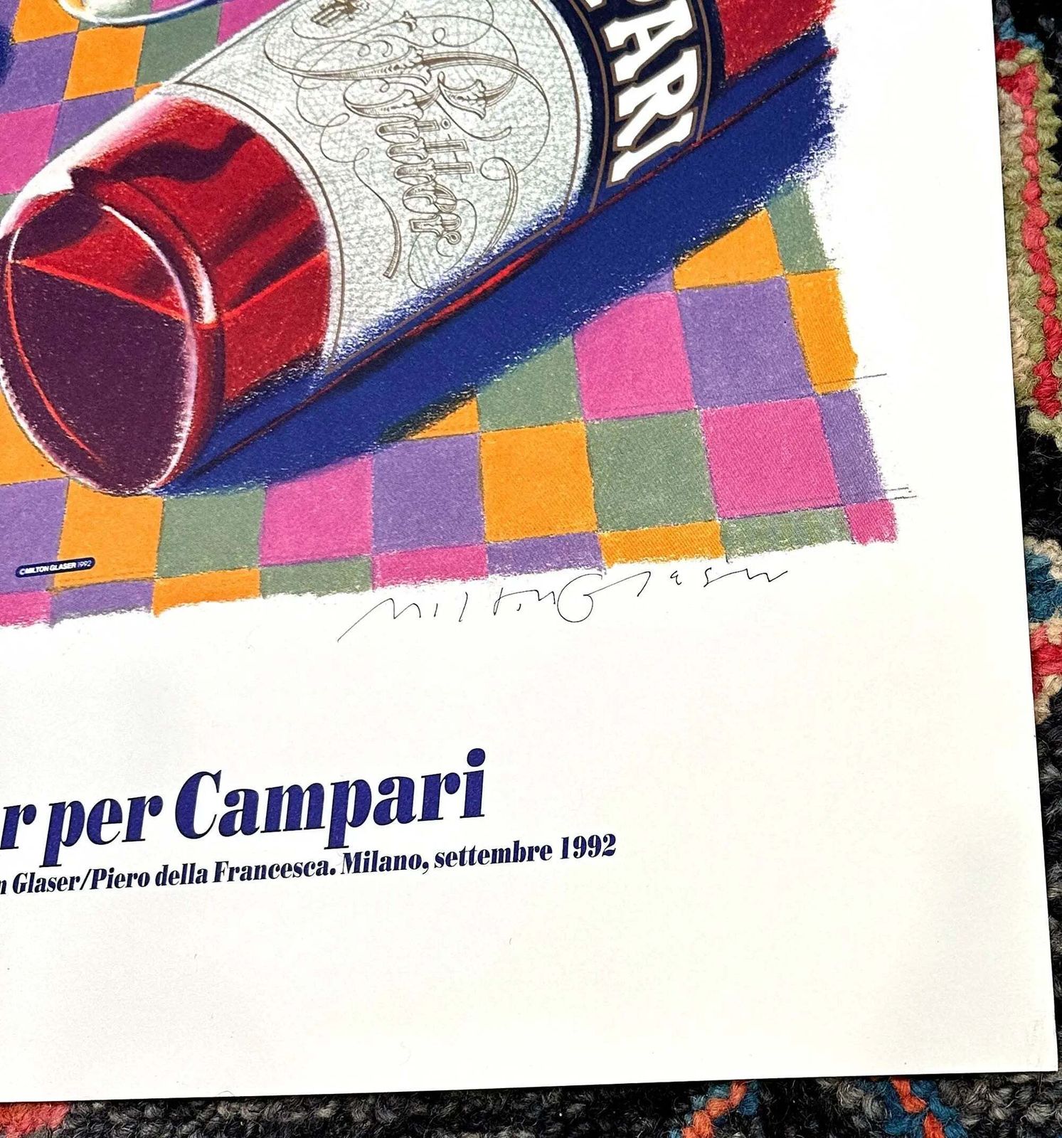 Affiche lithographique Campari signée par Milton Glaser, 1992 photo vinterior