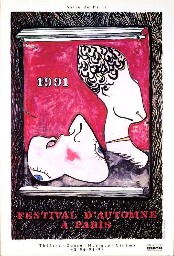 Jasper Johns Festival D'automne Paris 1991 Original Serigraph Poster On Linen