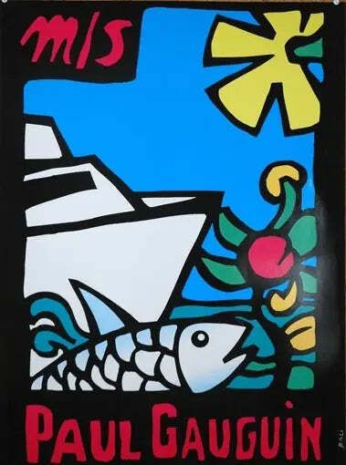 Affiche de voyage vintage MS Paul Gauguin, French Cruise, 1998
