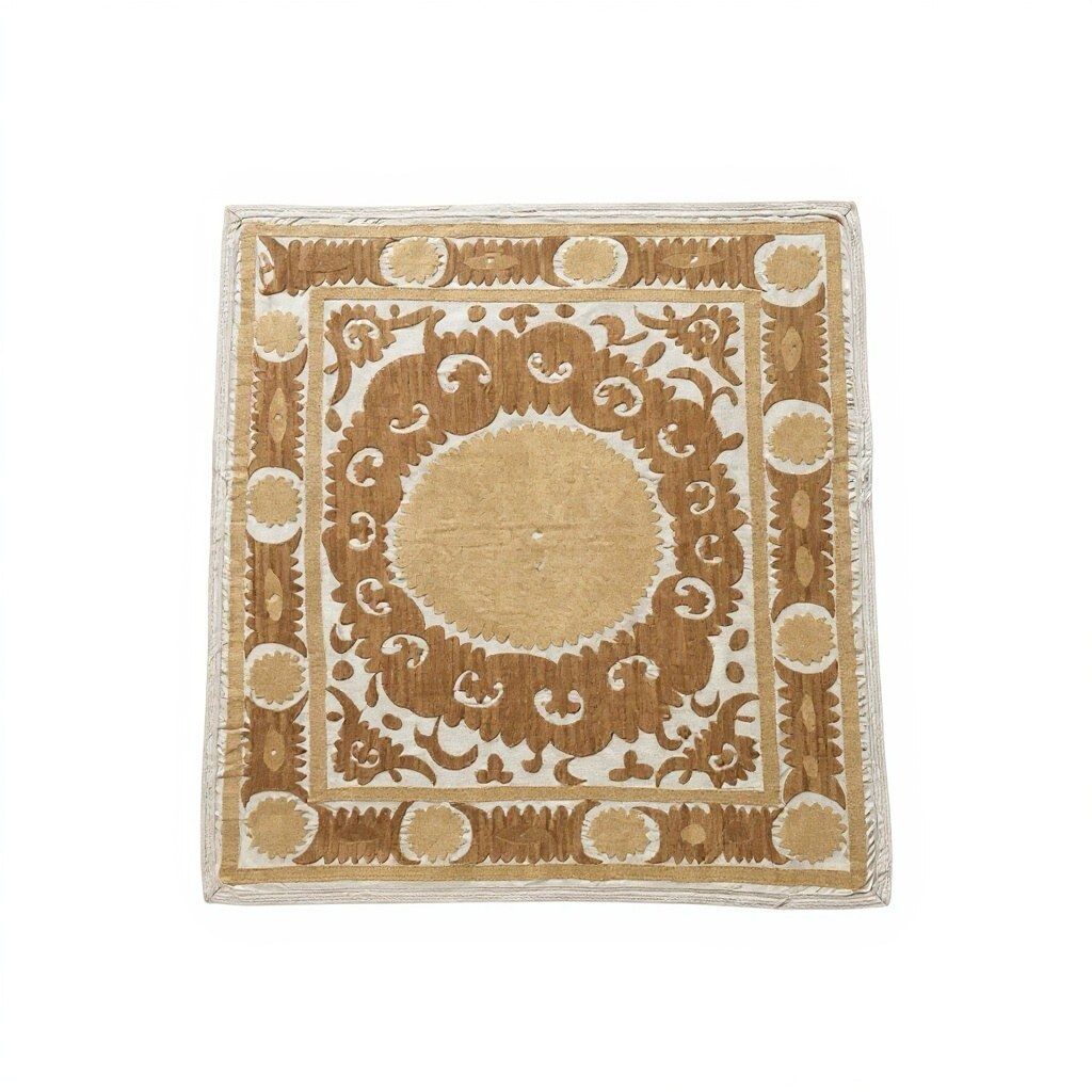 Suzani tribal, broderie faite main, 122 x 135 cm