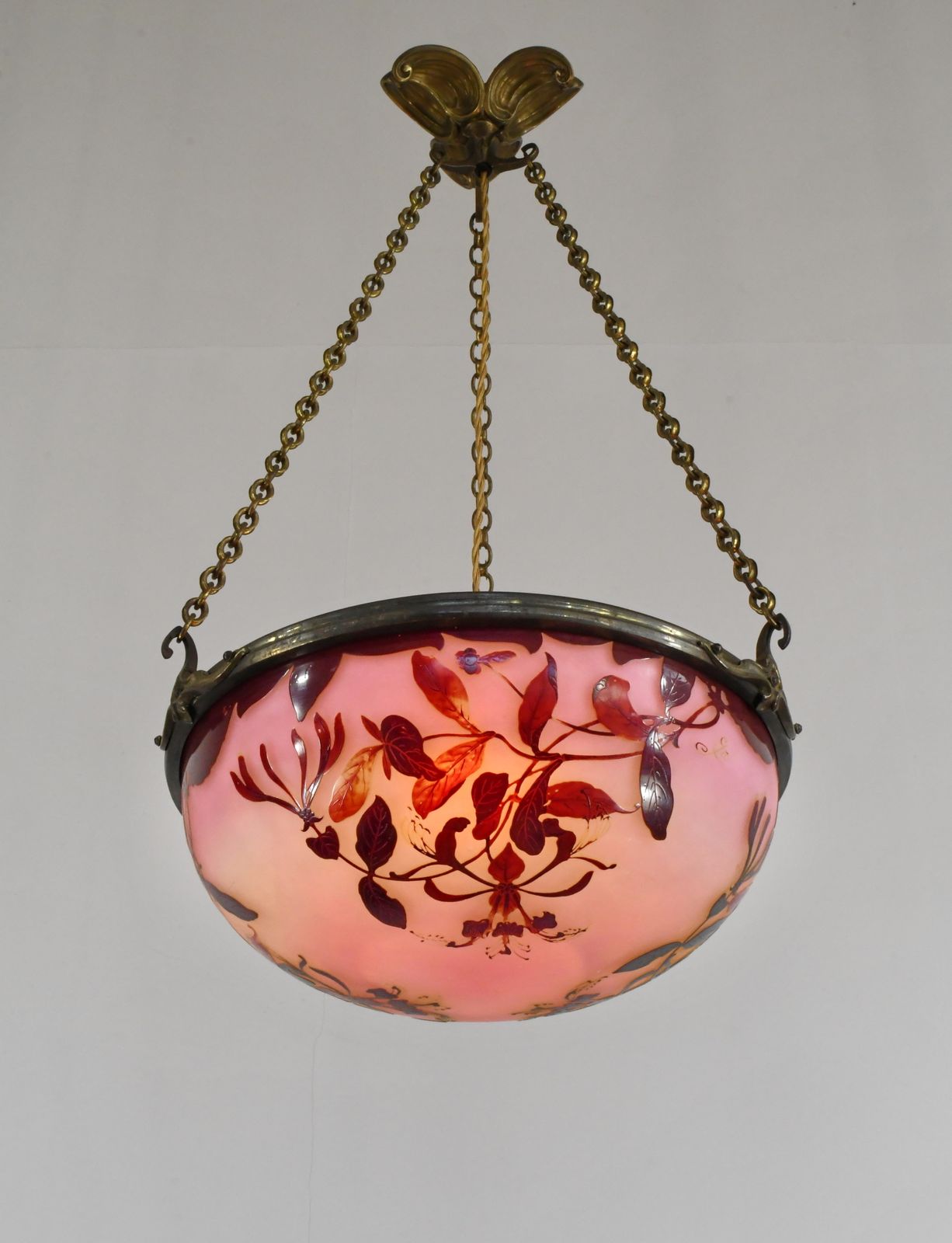 Franse art deco cameo hanglamp van Gallé, jaren 1920, Frankrijk photo buy