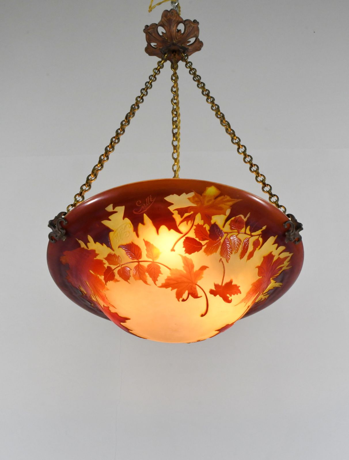 Franse art deco cameo hanglamp van Gallé, jaren 1920, Frankrijk photo buy