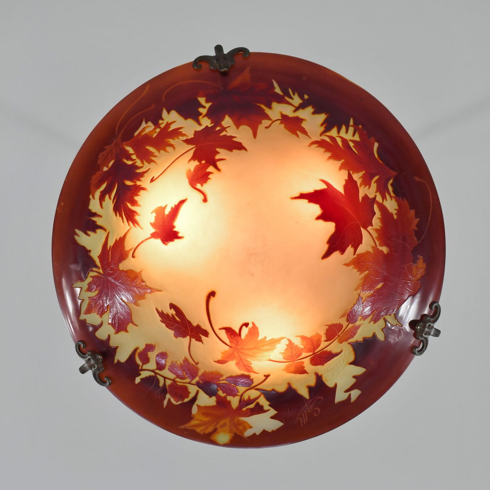 Franse art deco cameo hanglamp van Gallé, jaren 1920, Frankrijk photo vintage