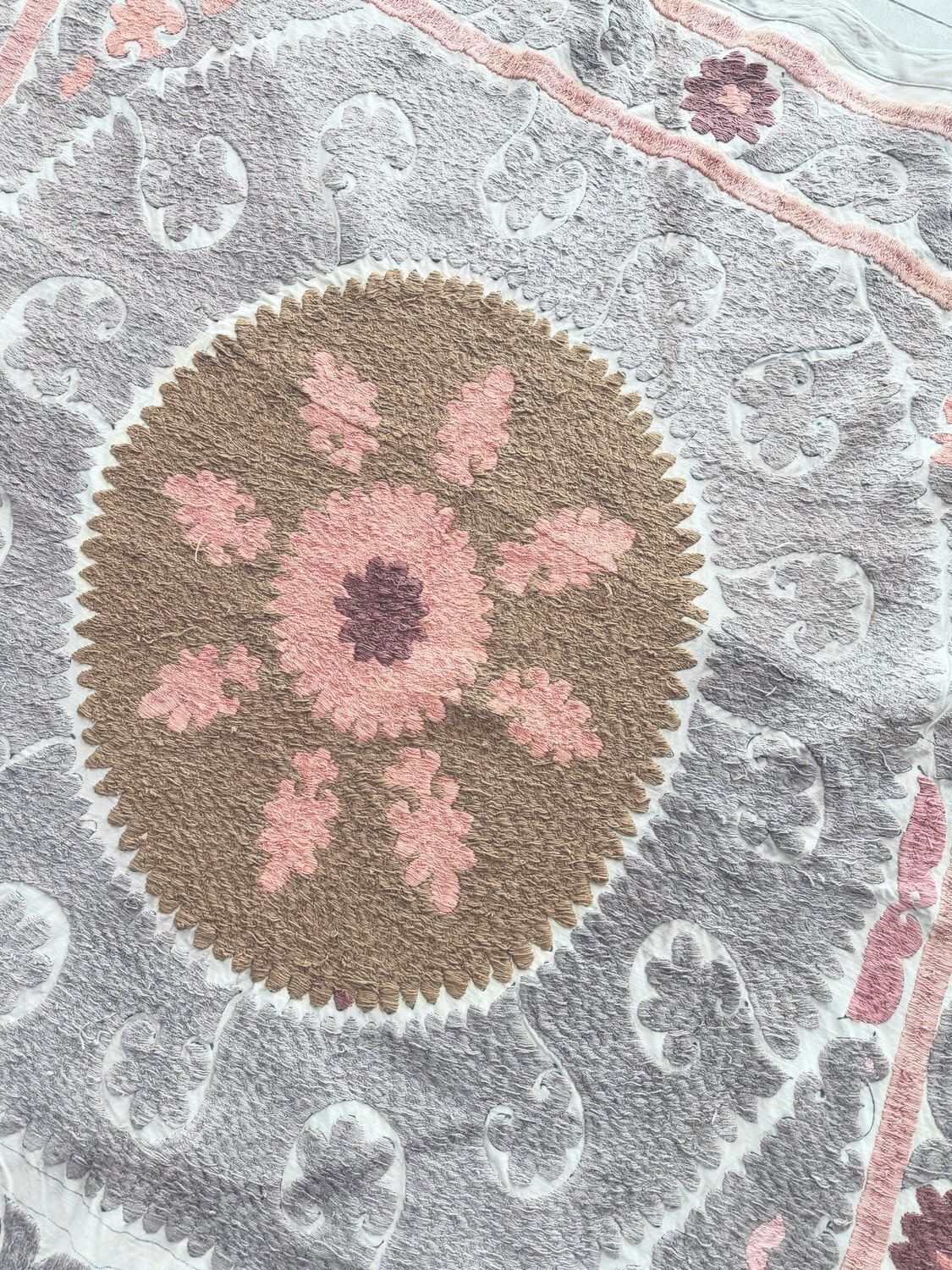 Samarkand Suzani Tafelkleed, Boho Textiel 126 x 140 cm photo 252.0