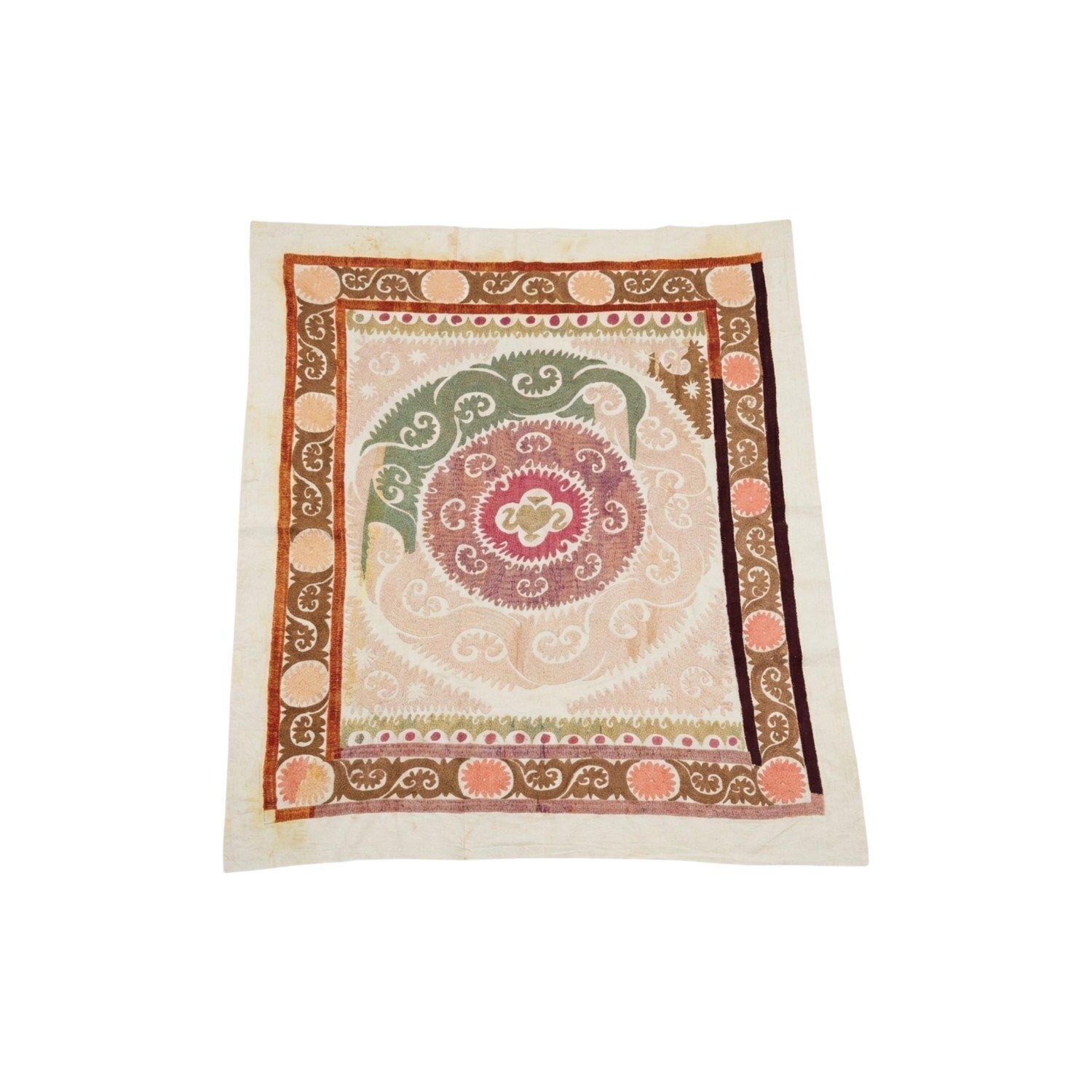 Suzani Tribal Textile   Decorative Vintage Embroidery, 126 X 150 Cm