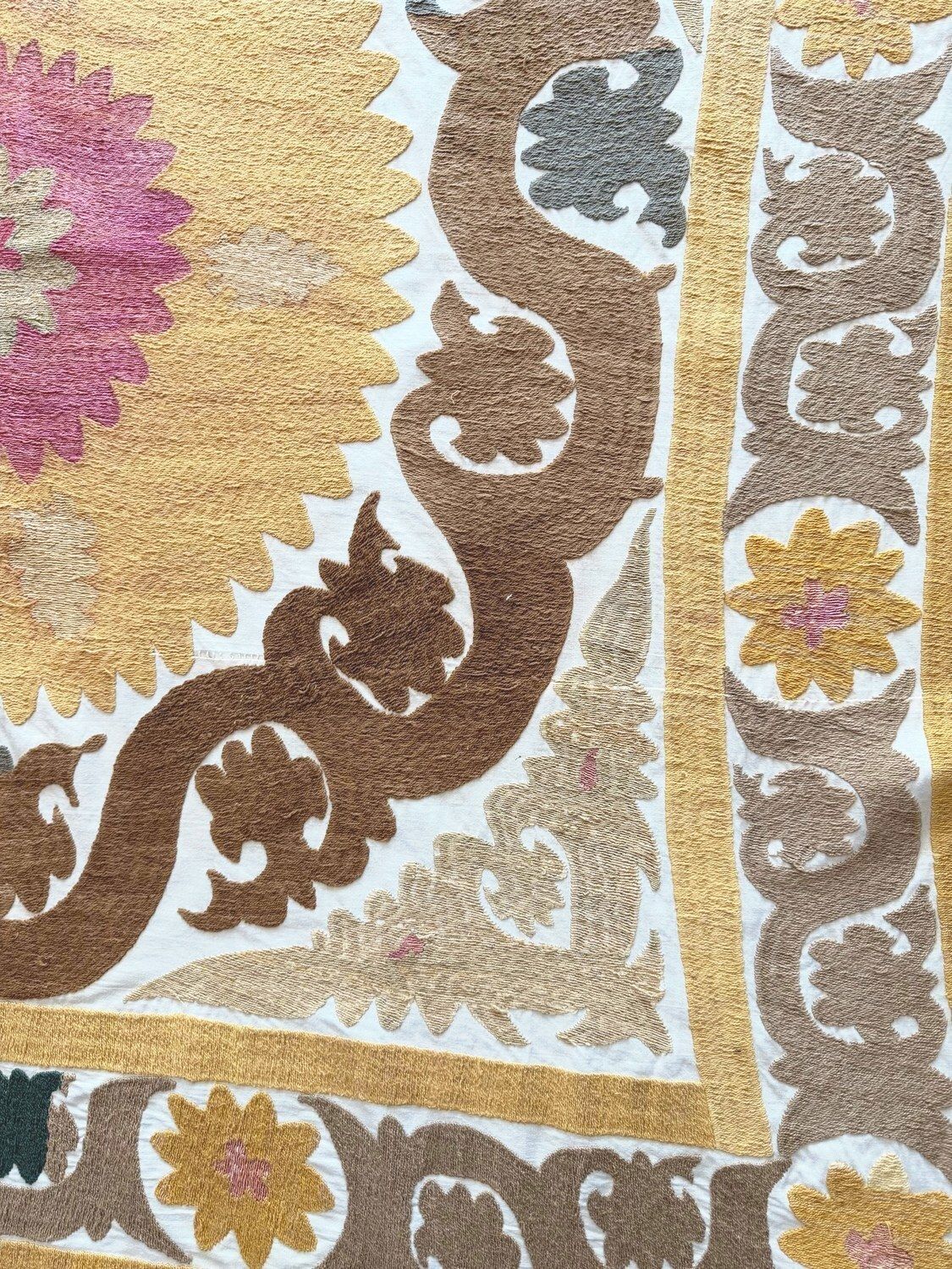 Suzani Tribal Textile   Terracotta Uzbek Tablecloth 128 X 131 Cm photo Textiles
