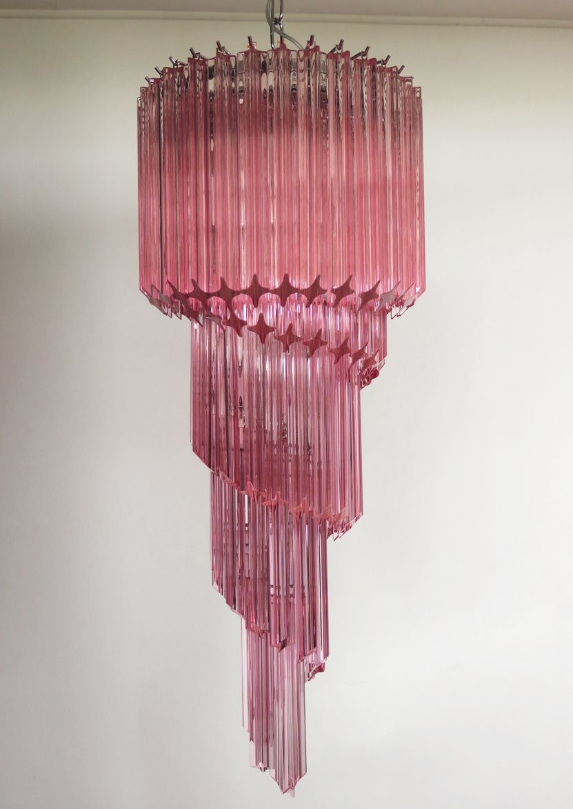 photo for sale Murano Chandelier 86 Pink Quadriedri Prism