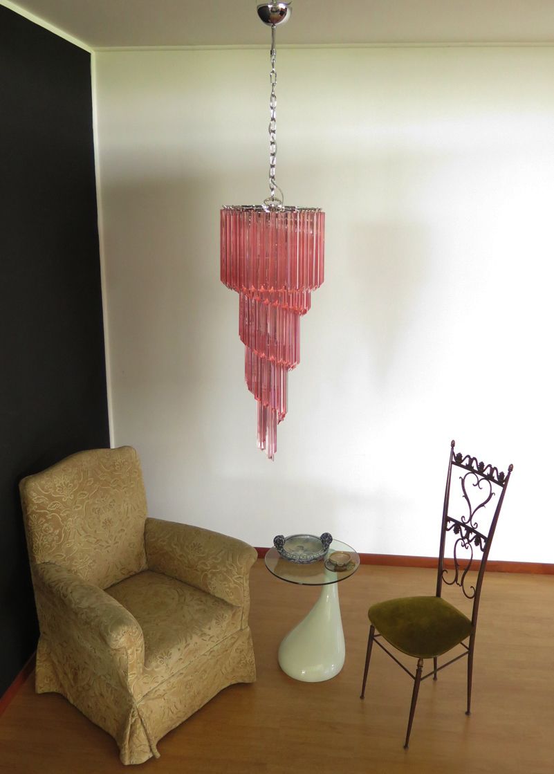 2090.0 Murano Chandelier 86 Pink Quadriedri Prism photo