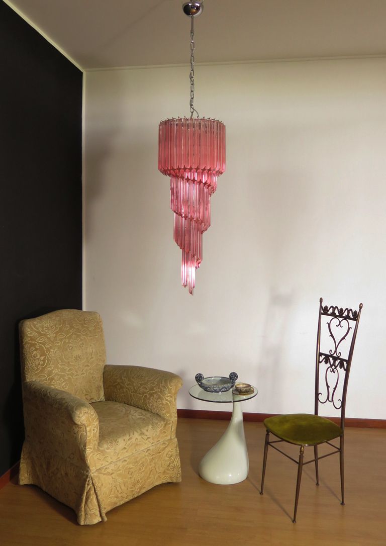 Murano Chandelier 86 Pink Quadriedri Prism