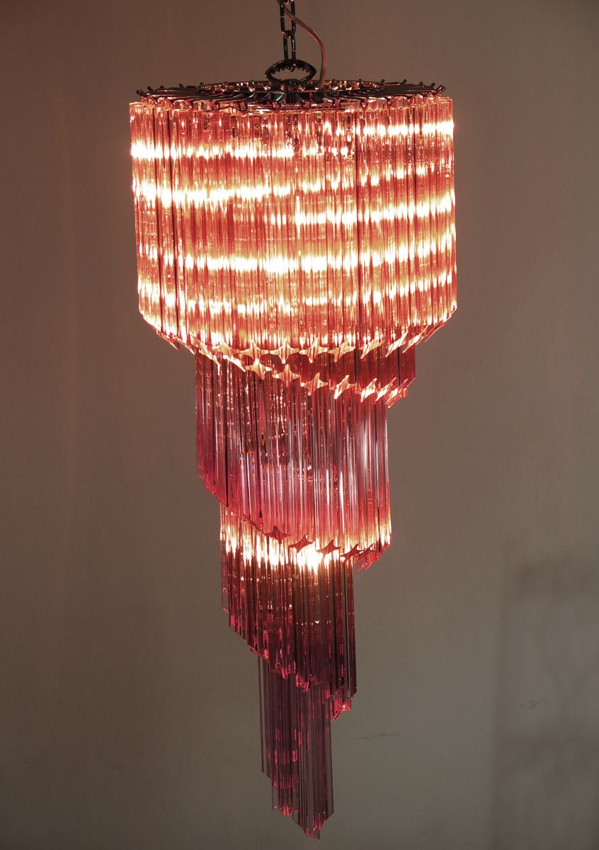 photo vinterior Murano Chandelier 86 Pink Quadriedri Prism