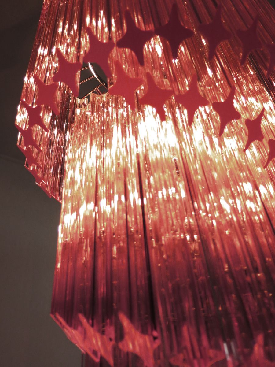photo vintage Murano Chandelier 86 Pink Quadriedri Prism