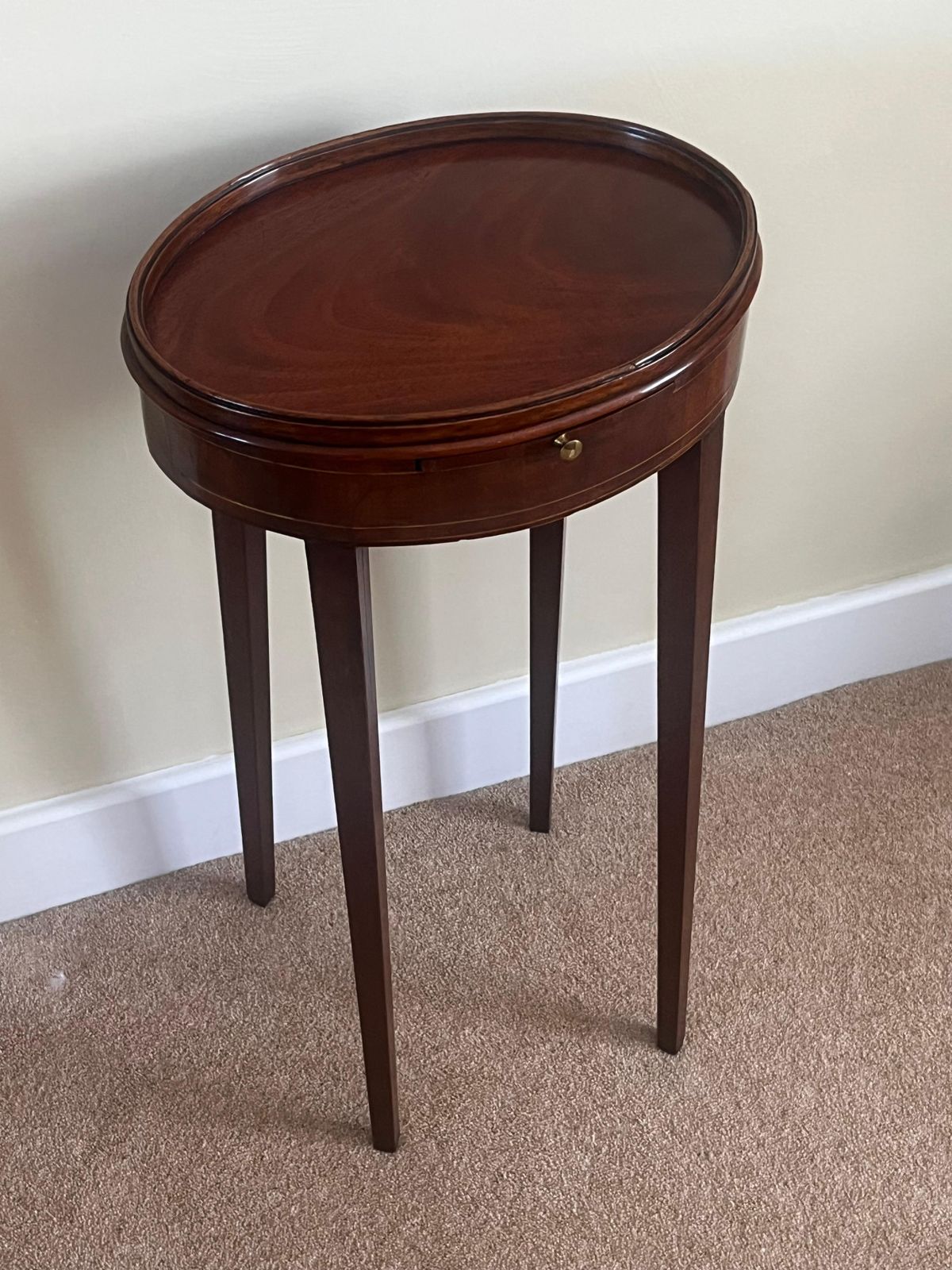 George III Sheraton Period Walnut Candle Stand With Gallery, English Circa 1775 photo for sale