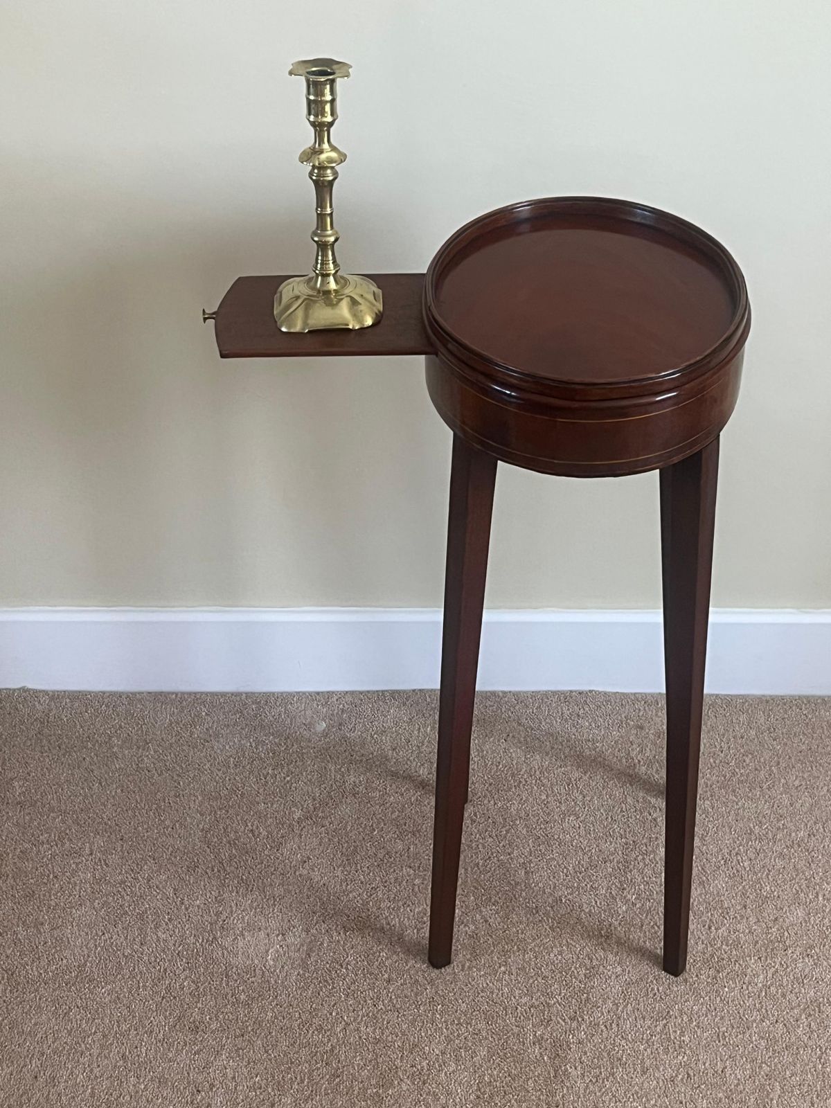 Furniture George III Sheraton Period Walnut Candle Stand With Gallery, English Circa 1775 photo
