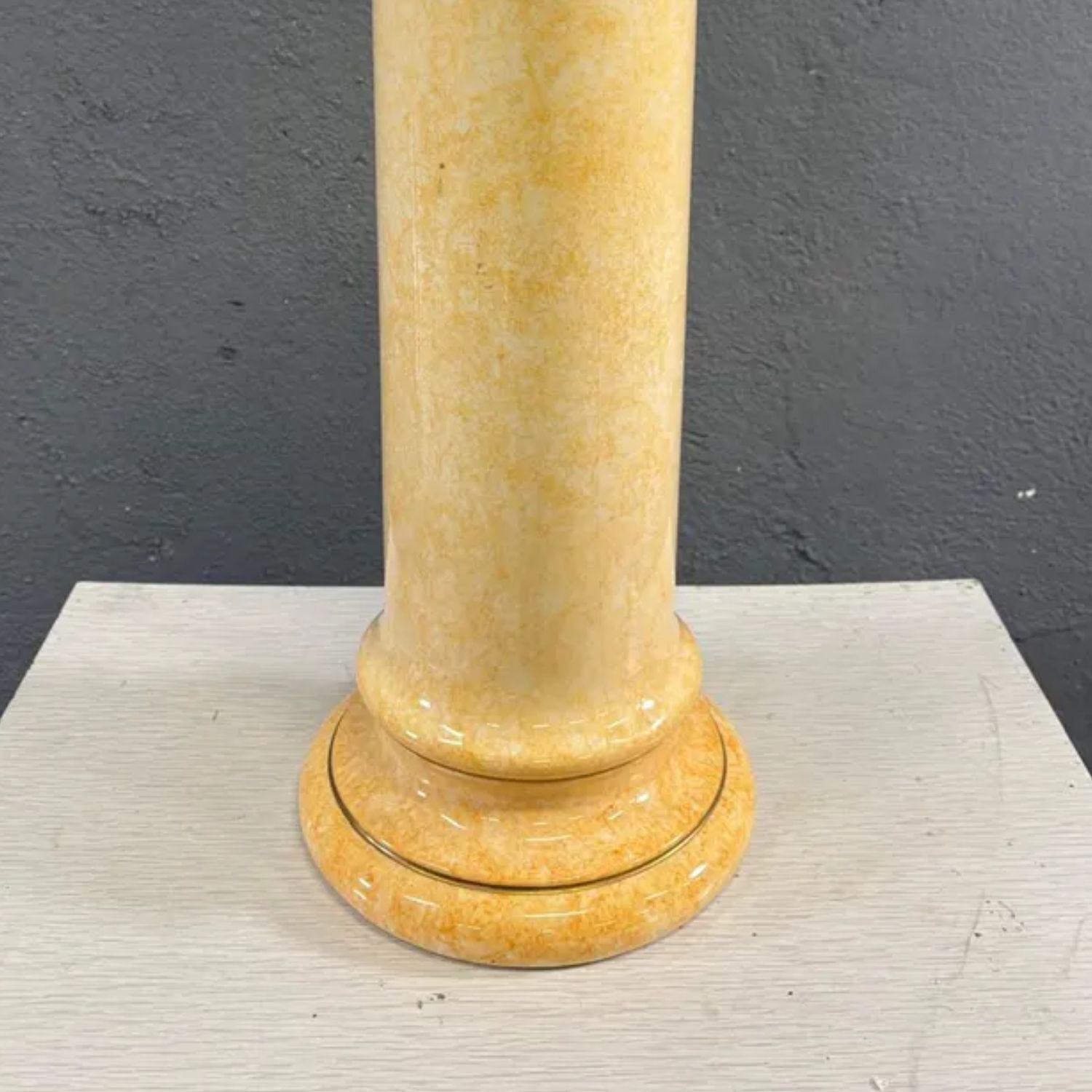 Vintage Glazed Ceramic Pedestal Column  Marbled Onyx And Marble Effect Display Stand 20th Century photo Home Decor