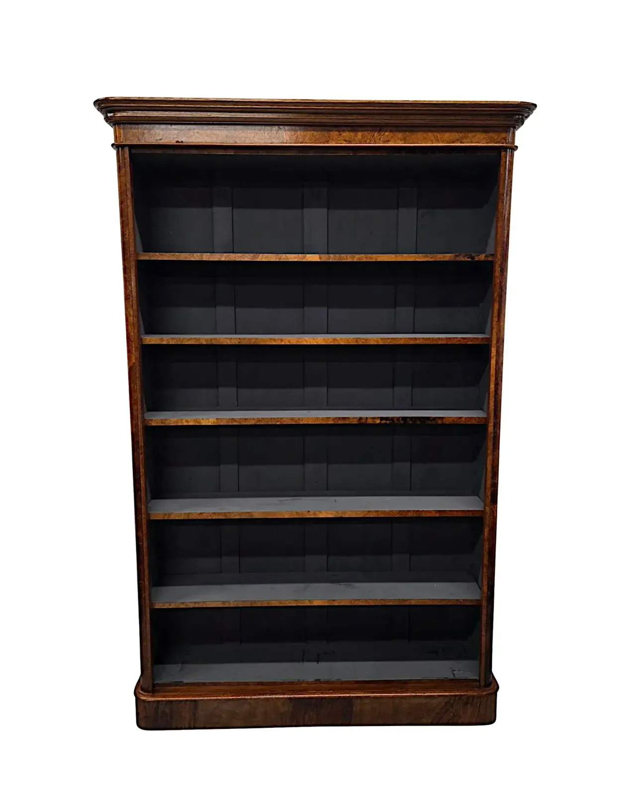 Victoriaanse walnoten open boekenkast, 19e eeuw, compacte afmetingen photo furniture