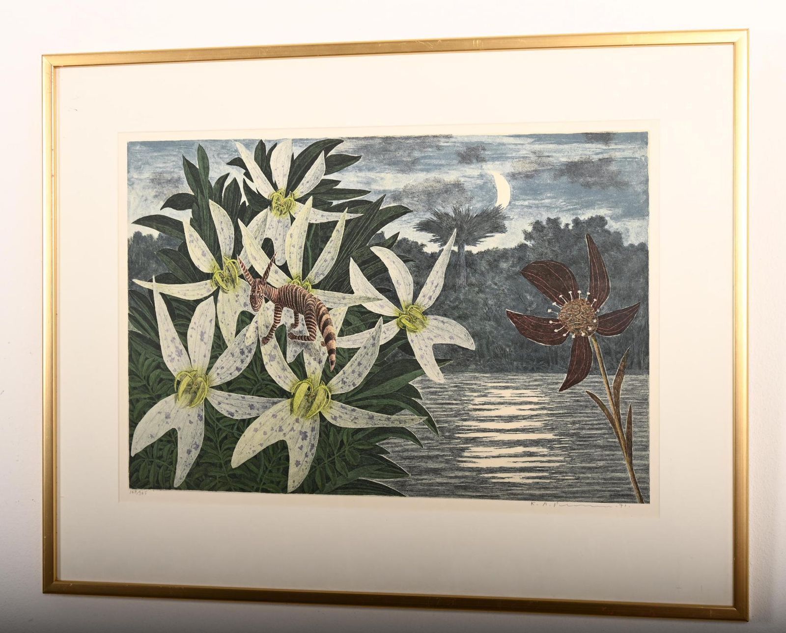 Karl Axel Pehrson – Compositie met planten en fantastische wezens, lithografie photo for sale