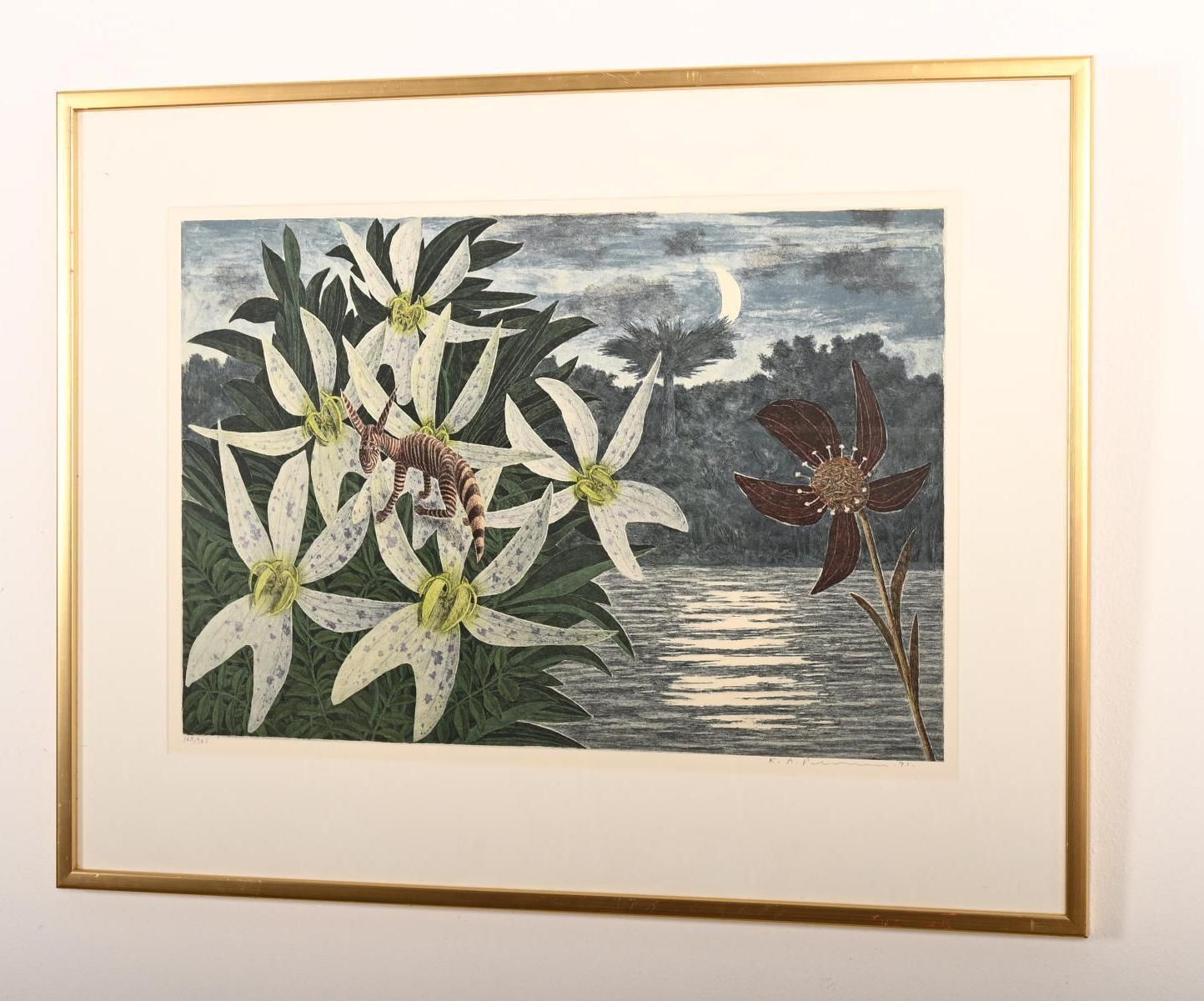 Karl Axel Pehrson – Compositie met planten en fantastische wezens, lithografie photo Kunst