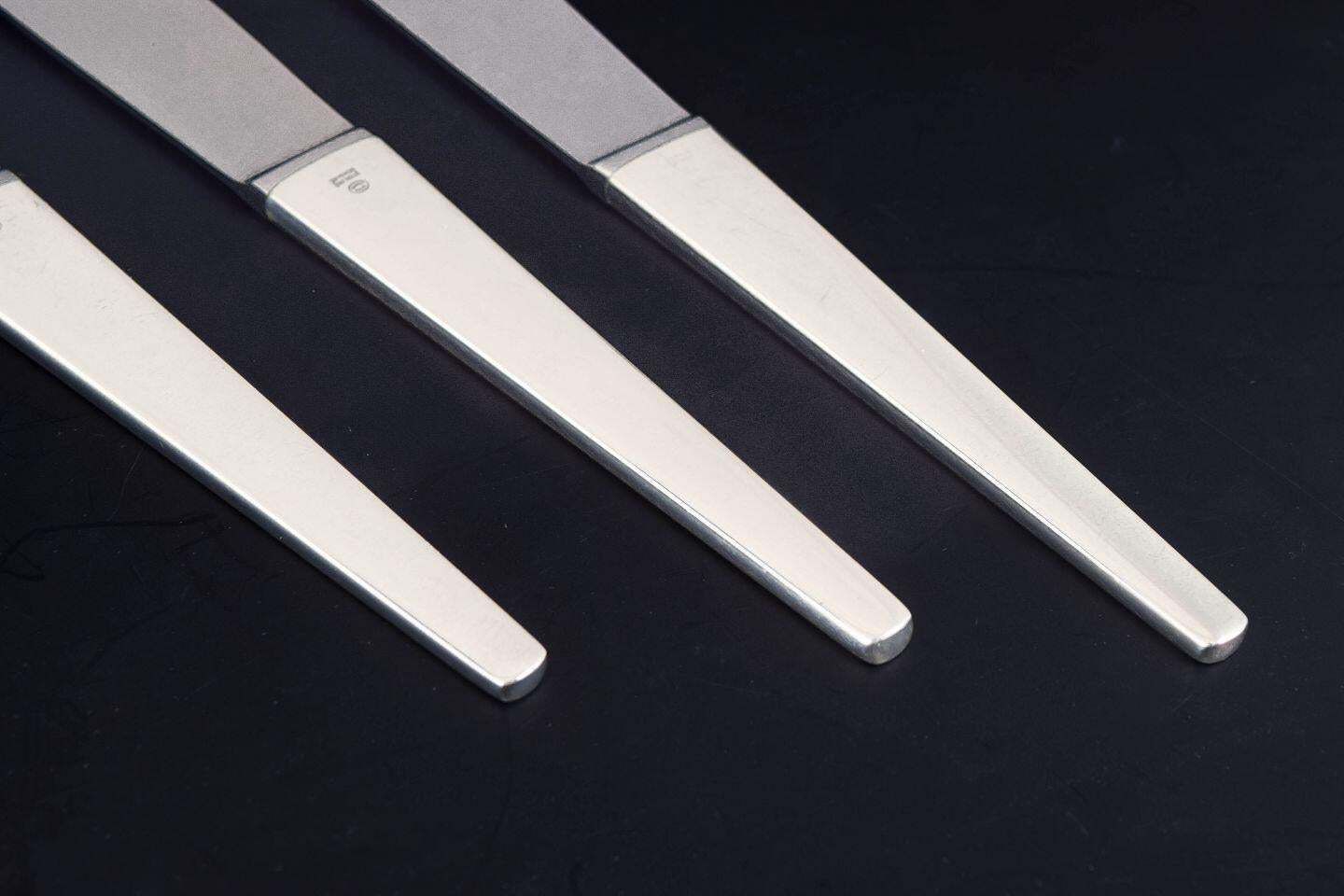 Henning Koppel For Georg Jensen. Three 'Caravel' Dinner Knives. photo for sale