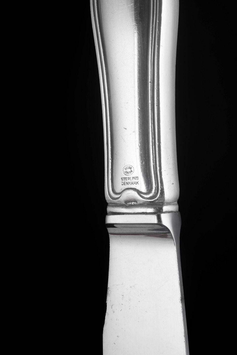 Georg Jensen. 'Old Danish' Dinner Knife In Stainless Steel And Sterling Silver. photo 151.0