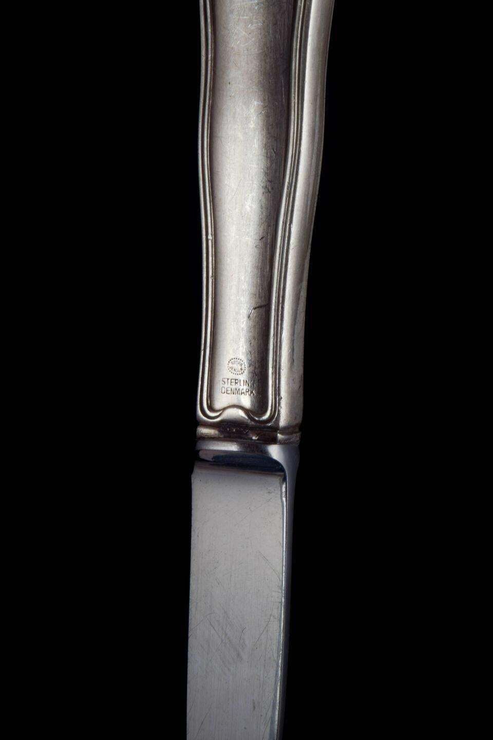 Couteau de voyage Georg Jensen « Old Danish » en acier inoxydable et argent sterling. photo Décoration