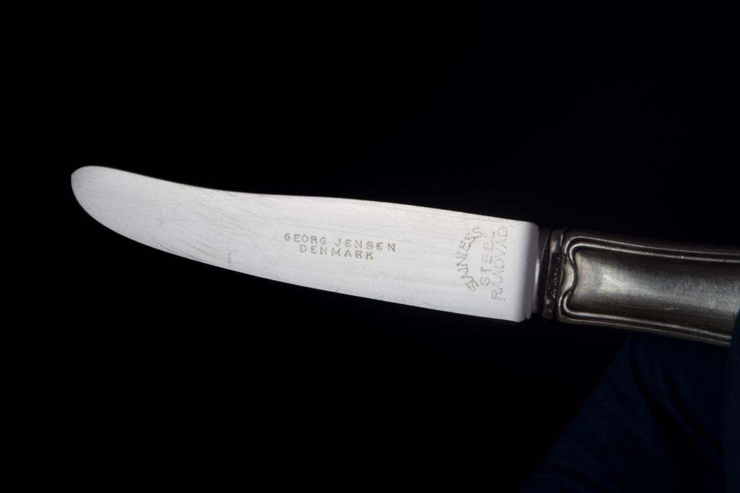 Couteau de voyage Georg Jensen « Old Danish » en acier inoxydable et argent sterling. photo 151.0