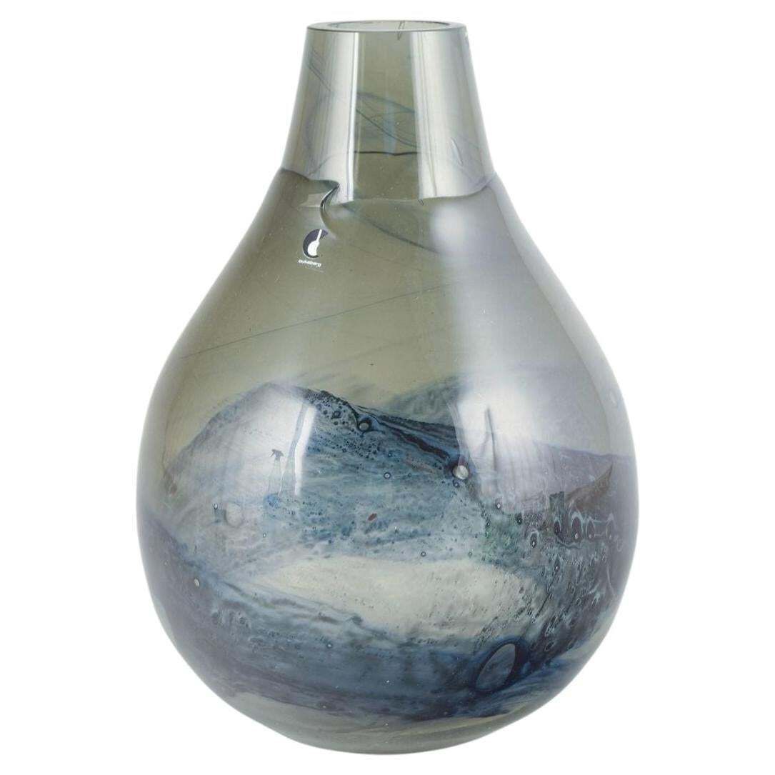 Pukeberg Glasbruk. Large Pear Shaped Art Glass Vase With Colour Flow. 1970s.