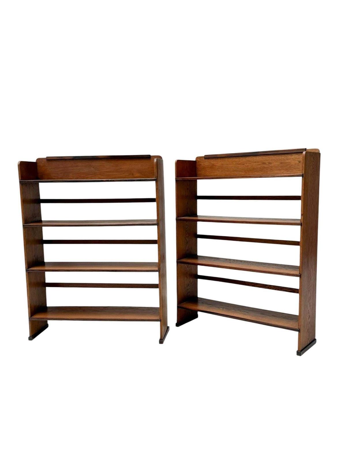 1920s Art Deco Open Bookcase By P.E.L. Izeren, Solid Oak & Ebony photo furniture