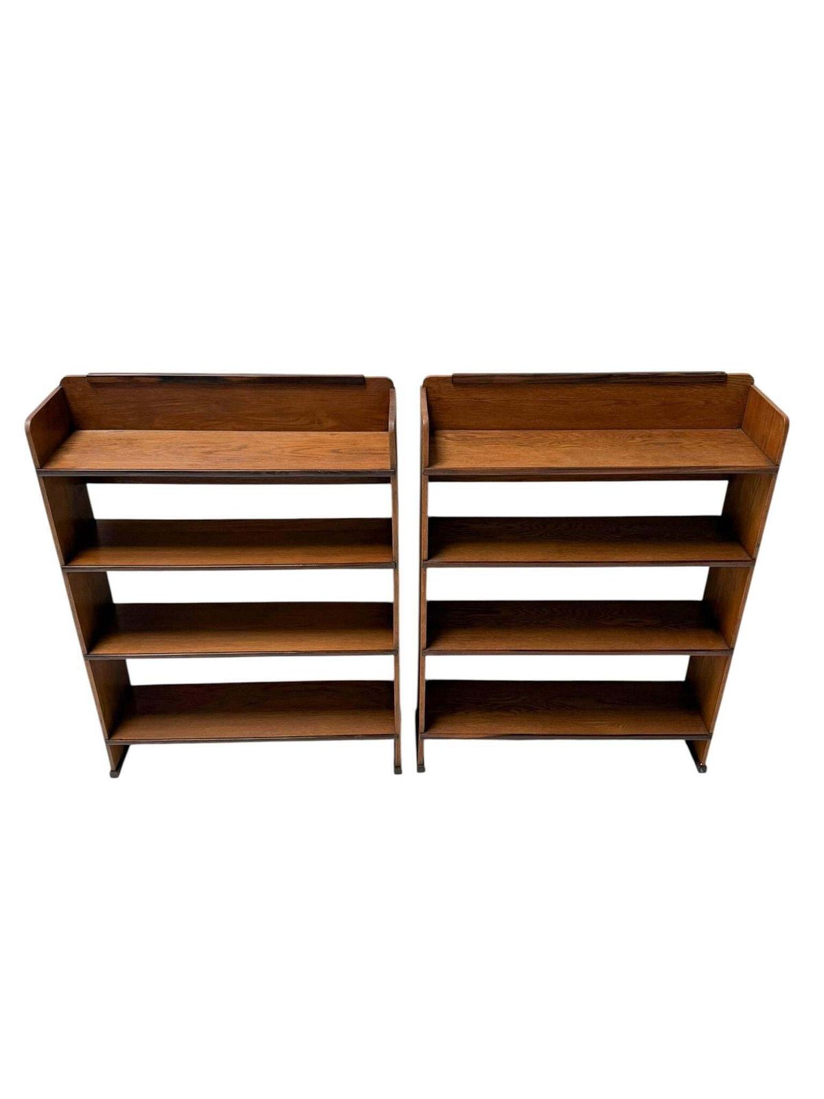 1920s Art Deco Open Bookcase By P.E.L. Izeren, Solid Oak & Ebony photo vintage