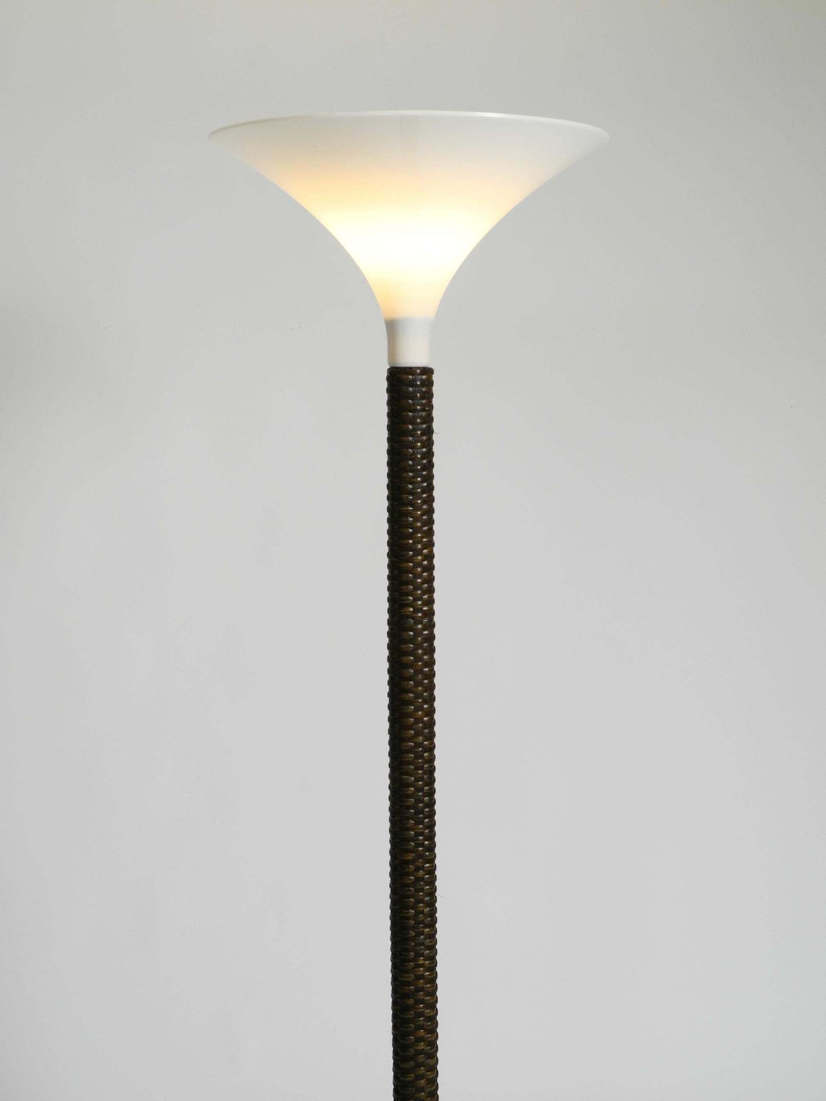 Xxl 70s Pop Art Floor Lamp With A Dark Brown Wicker Frame And A Plexiglass Shade photo 1191.0