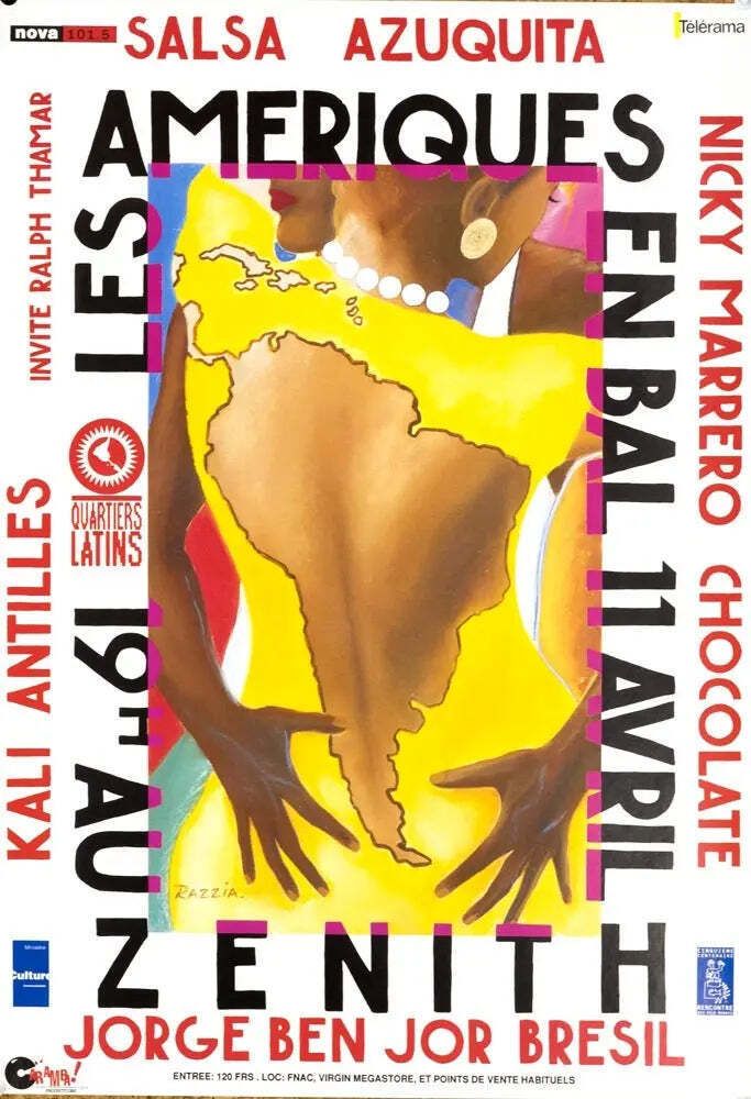Razzia Ameriques En Bal Au Zenith 1995 Serigrafie Poster