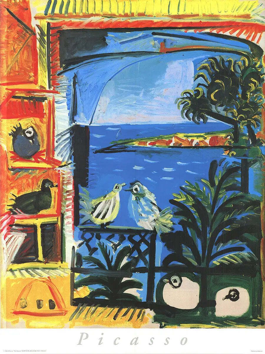 Original Pablo Picasso The Pigeons 1995 Offset Lithograph Art Poster