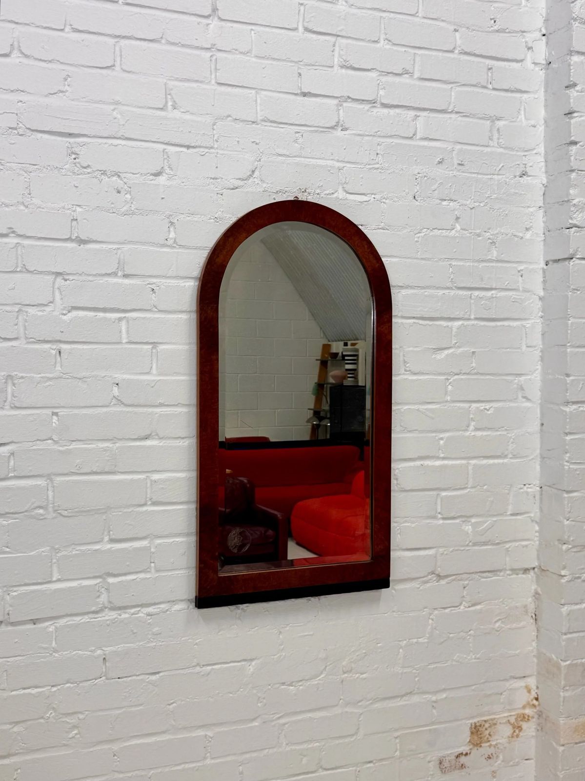 1940s Italian Art Deco Arched Wall Mirror