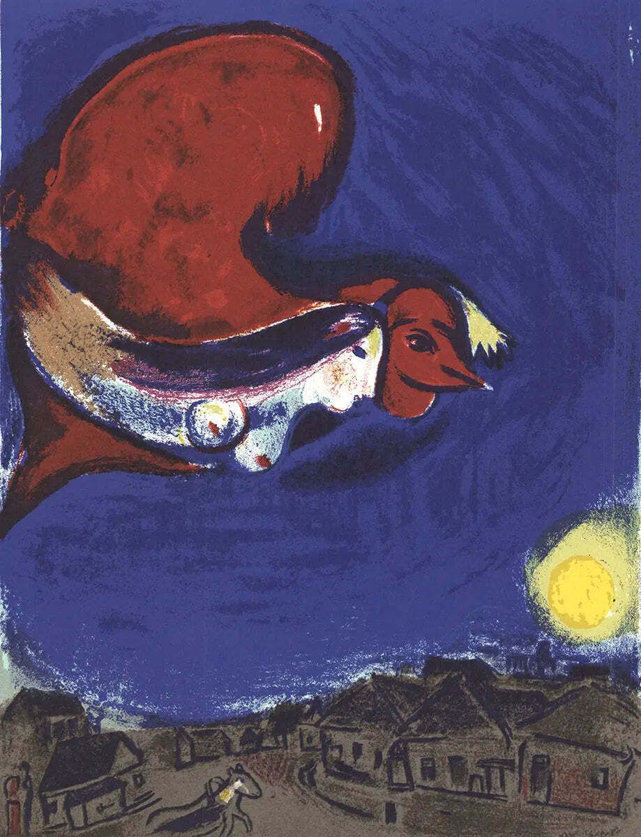Marc Chagall La Femme Au Coq Rouge 1964 Stone Lithograph Print photo furniture