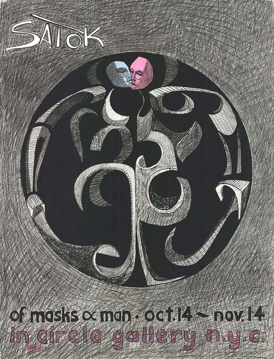 Ronald Satok, Of Masks and Man, lithographie originale, 1972