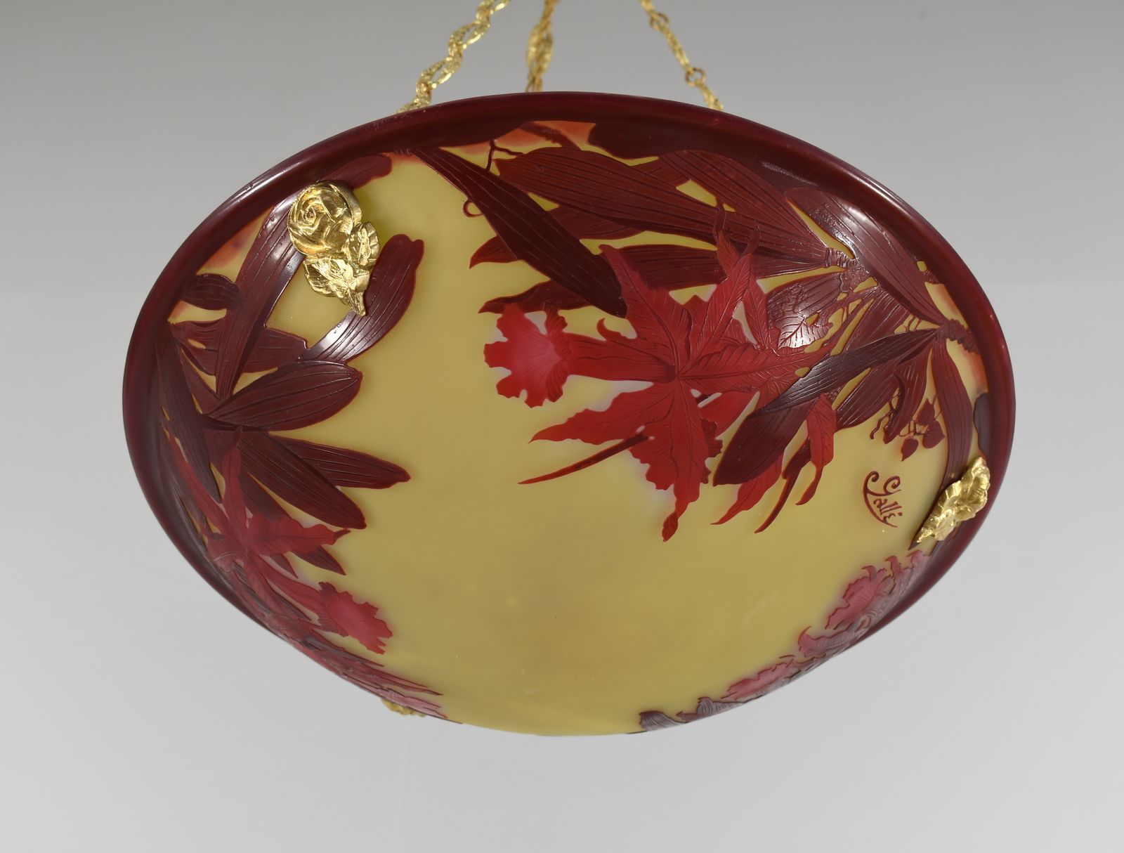 photo buy French Art Deco Cameo Pendant Light By Gallé 1920s France