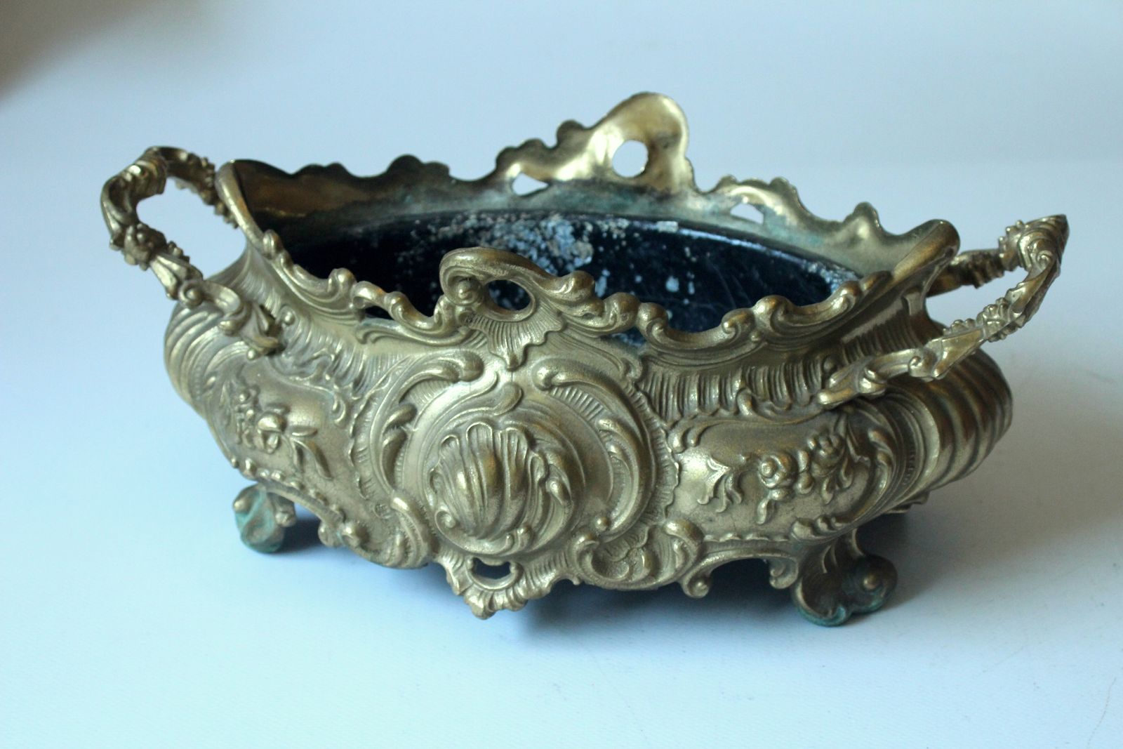 Plant Pot   1900s Art Nouveau Solid Brass Jardiniere With Metal Insert photo Home Decor