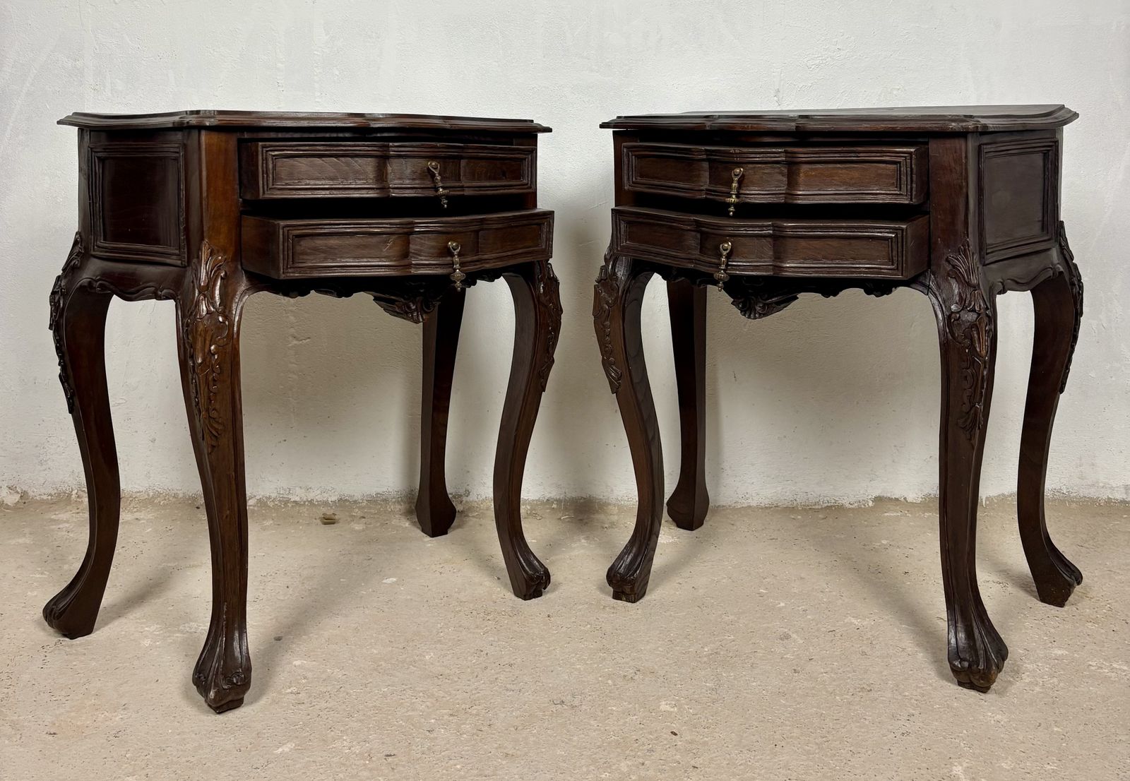 photo for sale Pair Of French Louis XV Style Nightstands, Mid 20th Century