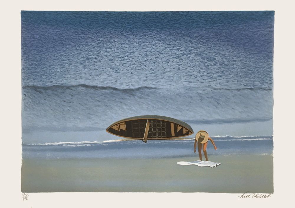 Lithographie signée Fred Zeller, Bâteau Ivre, 1975