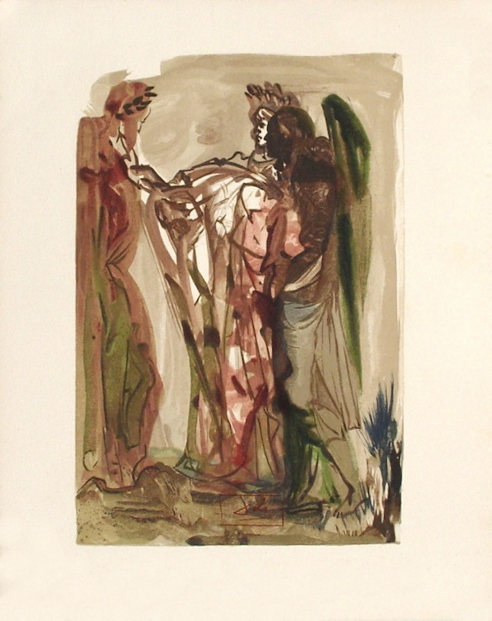 Gravure sur bois Divine Comédie Purgatoire 11 Les Orgueilleux, Salvador Dali, 1960