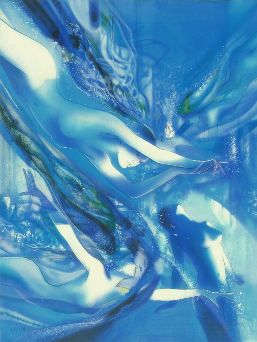 Jean Baptiste Valadié Gesigneerde Lithografie Naïades 1990
