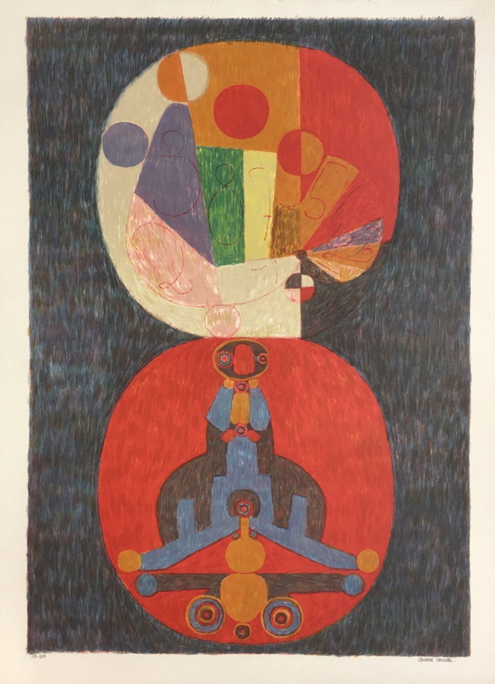 Lithographie signée Pierre Courtin A La Vie, à L'amour 1971