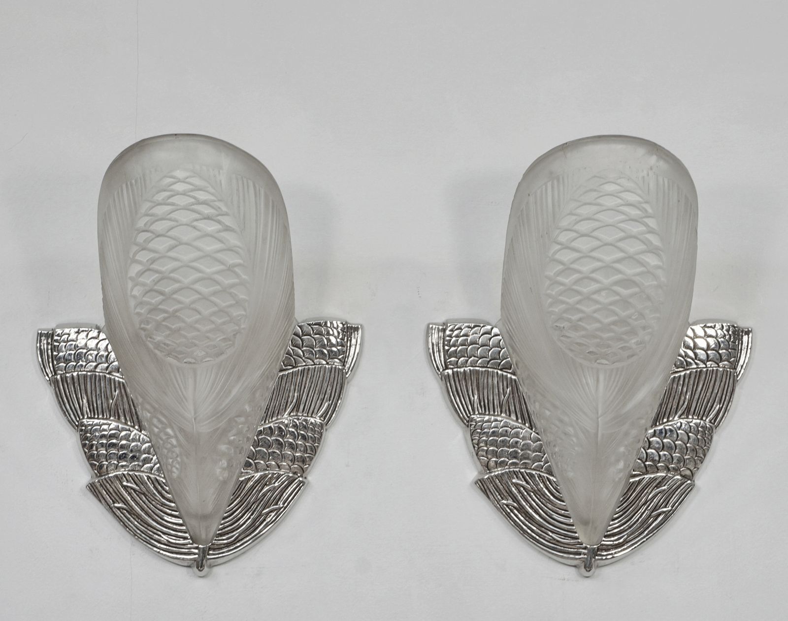 A Pair Of 1925 French Art Deco Wall Lights By Degue , 2 Pairs Available photo Lighting