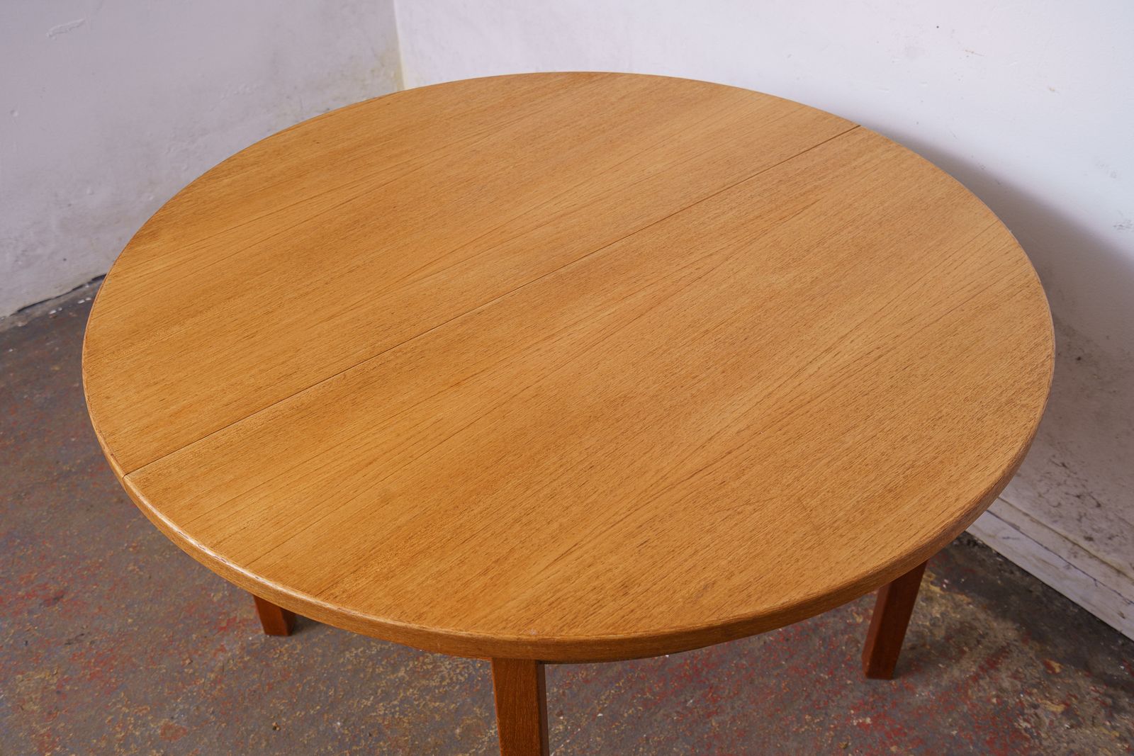 Danish Mid Century Teak Round Double Extending Dining Table photo Furniture