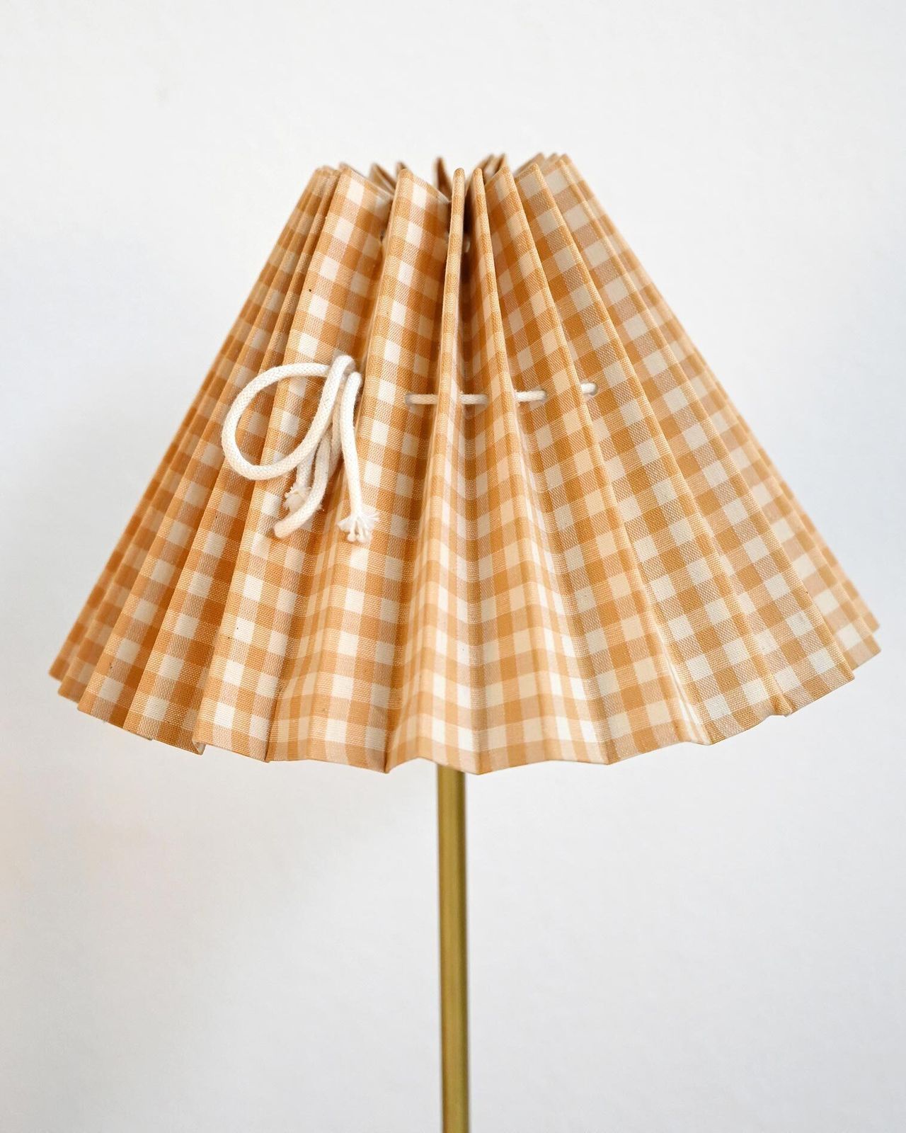 Brass Table Lamp With Pleated Shade, 1950s photo vintage