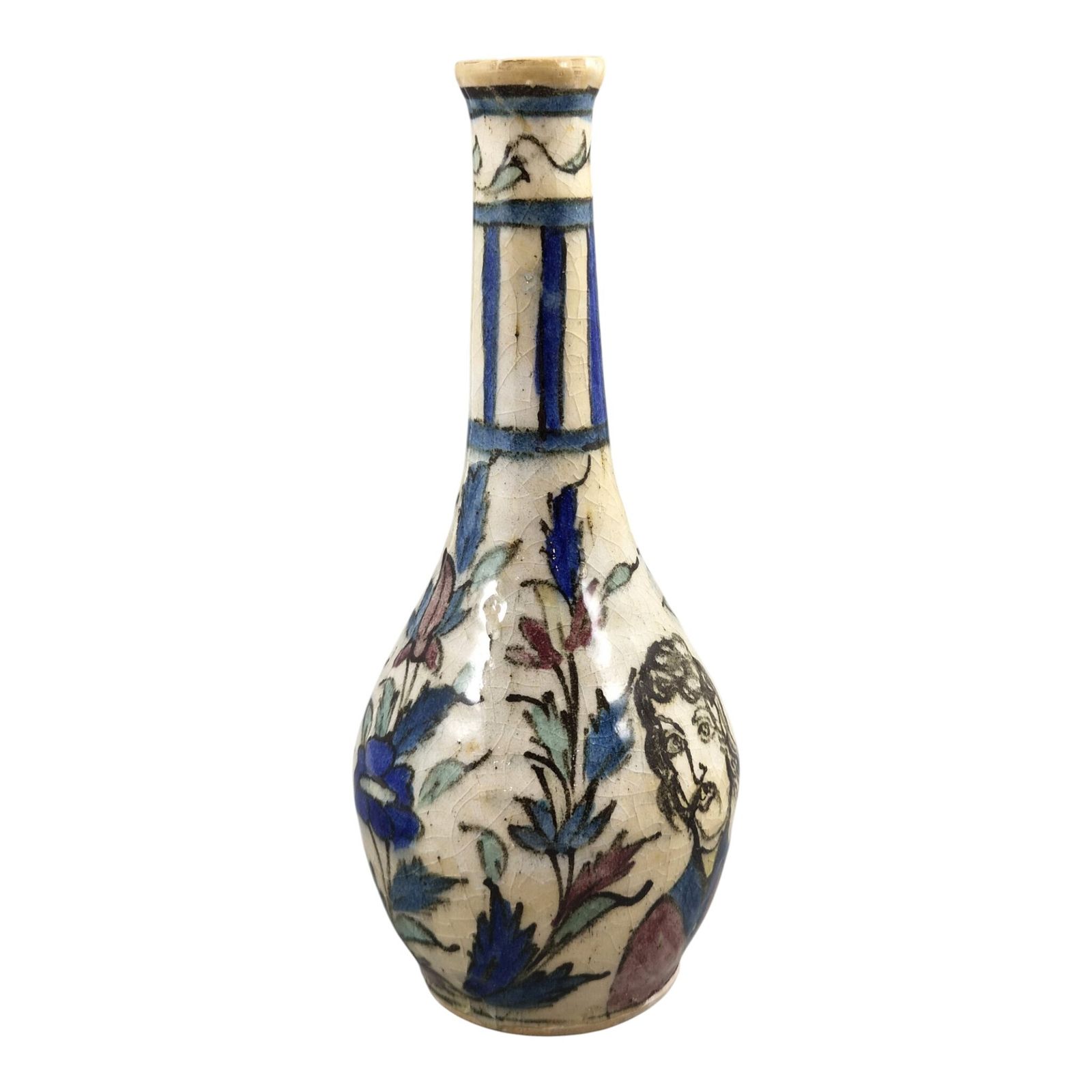 Qajar Steengoed Fles Vaas Met Portretdecoratie, Ca.1850 1880 photo 600.0
