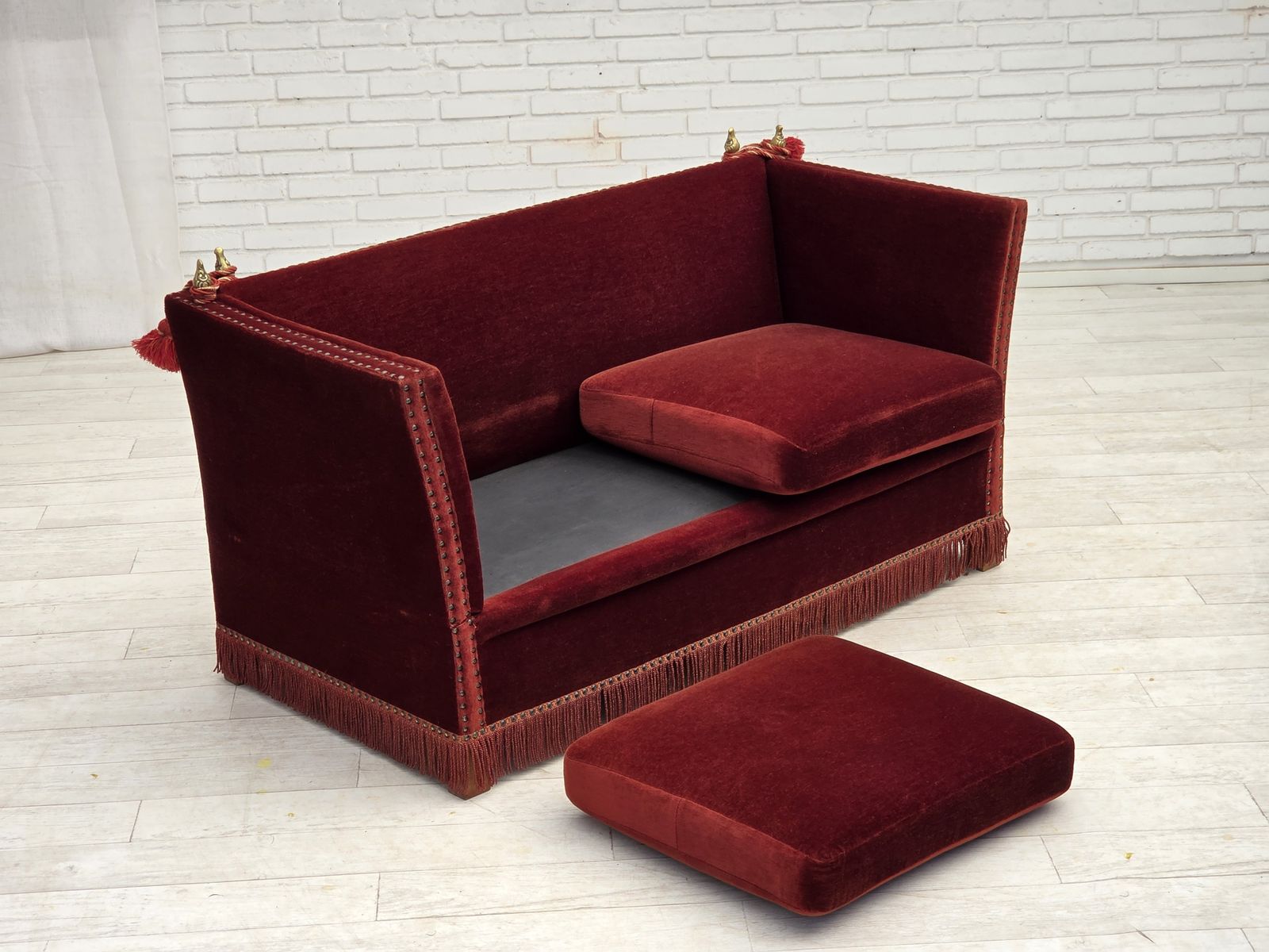 1970s, Danish 2 Seater Drop Arm "Spanish" Sofa, Furniture Velour. photo buy